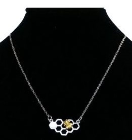 Honeycomb with Yellow Bee Necklace