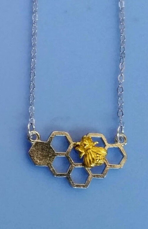 Honeycomb with Yellow Bee Necklace