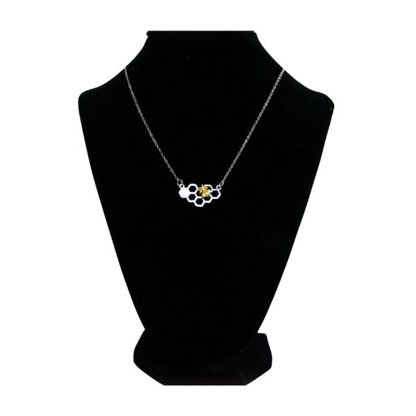Honeycomb with Yellow Bee Necklace